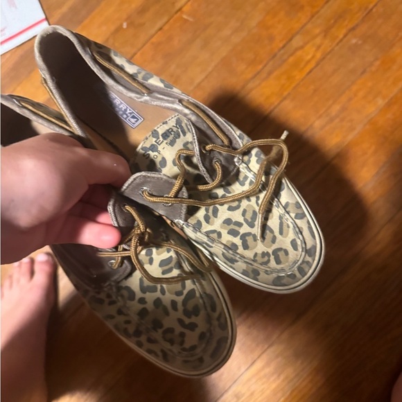 Sperry Leopard Print Sneakers Tan Casual - Picture 1 of 2